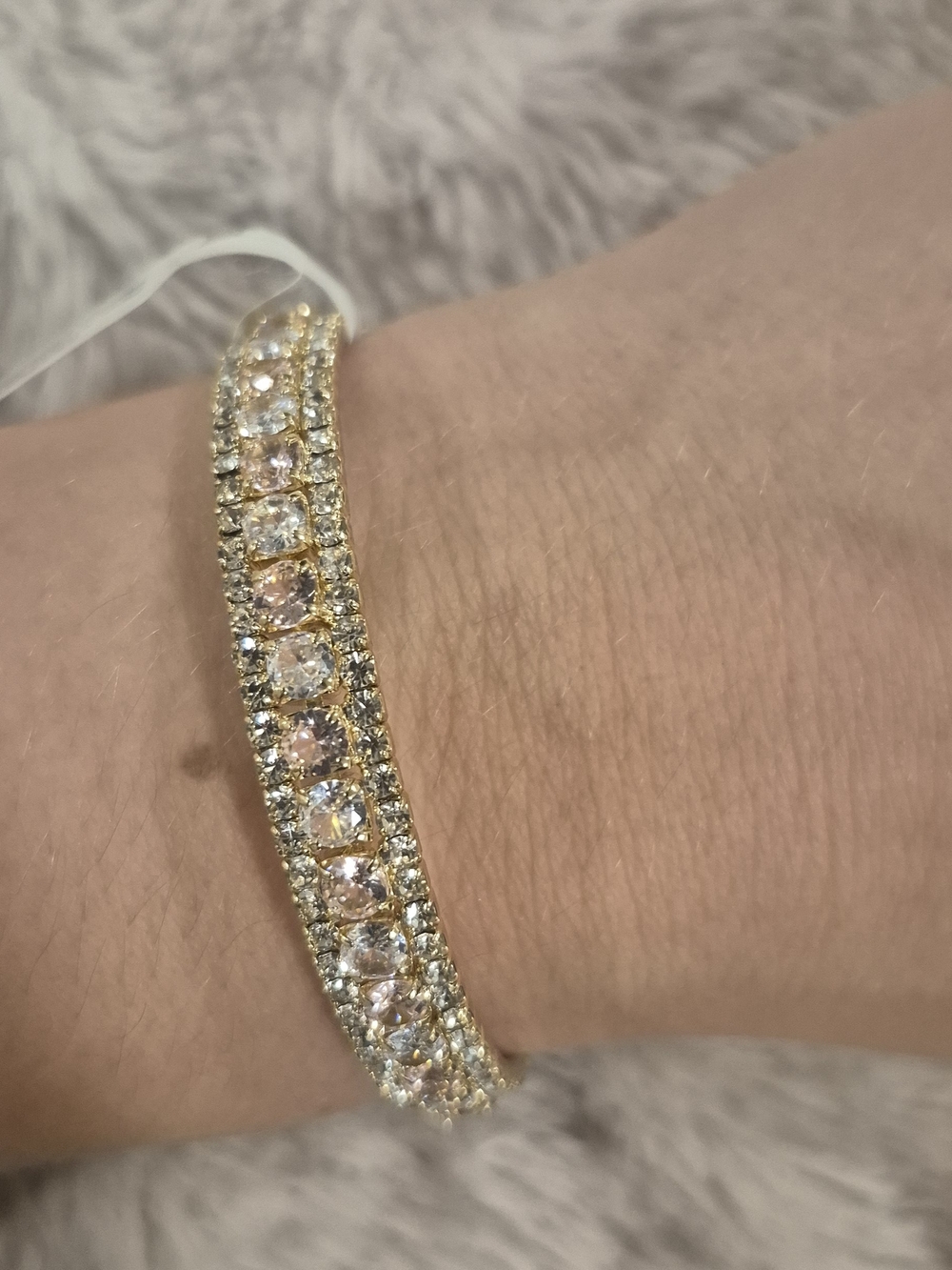 Gold Crystal Bracelet with Pink and Clear Stones